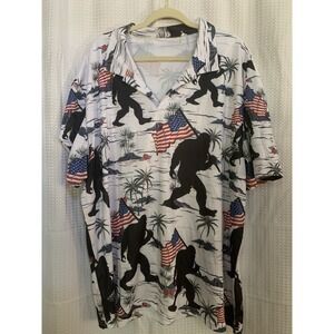 Unbranded‎ Mens 3x White Bigfoot Polo Patriotic Flag